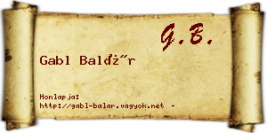 Gabl Balár névjegykártya